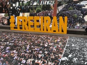 Iranian Americans, member of the organization of Iranian American Communities at New York Rally on September 20, 2017, in front of U.N.