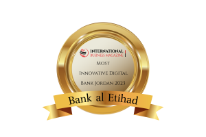 Bank al Etihad Most innovative Digital Bank Jordan Award logo 2023 new