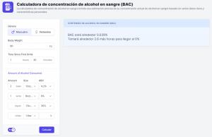 Calculadora de concentración de alcohol en sangre (BAC)