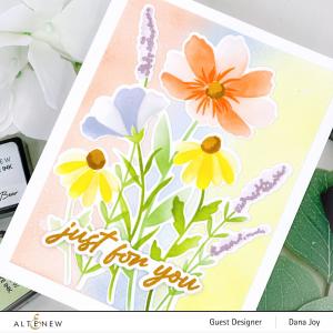 A beautiful floral card created with Dynamic Duo: Wild Bouquet Stencil and Stamp Set