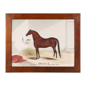 1894 fine, early rare oil on board portrait of the bay horse Harry Clay, Jr. by J.J. Kenyon (Waterloo County, Ontario), 17 ¼ inches by 23 inches (less frame) (est. CA$2,000-$5,000).