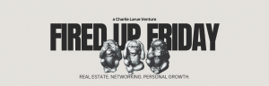 the logo of fired up friday feature the lettering and three monkeys