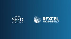 rfxcel and Seed Group logos on blue background