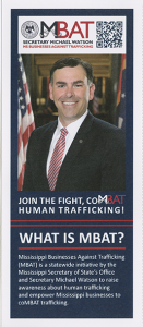 Mississippi Businesses Against Trafficking (MBAT) Rack Card Front