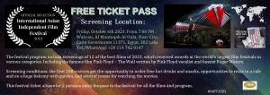 This festival ticket allows for 2 persons entry fee pass to the festival for all the films and program.