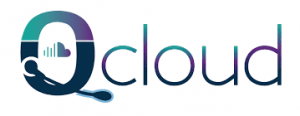 The Qcloud word style logo in blue and purple with an agent headset around the Q and a cloud in the middle.