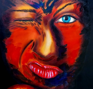 ‘True Colors – Woman 1’ by Willem Vos ‘Just like the moon I go through phases‘ Size 140 x 100 cm