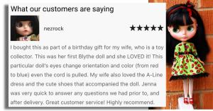 This Is Blythe reviews - A satisfied customer shares their positive experience with their custom Blythe doll