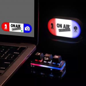 MuteKit by On Air Warning includes 3-key Mute Button, Mic, Cam and Meeting Indicator Lights with an On-Screen App