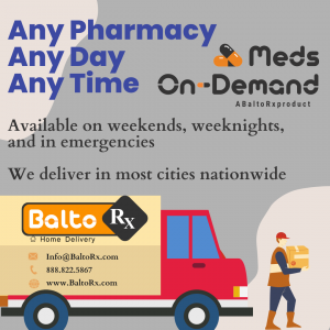 Any time – Any day – Any pharmacy, No contract - use as needed, Weeknights, weekends and emergiencies, Proof of delivery, Delivery fees starting $10 & up, Each delivery is insured, Service available 24/7 in most of the communities nationwide