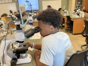 HSTA WV Student at Microscope