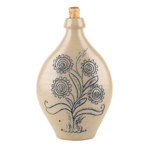 Important cobalt-washed flask with incised work on both panels by the English-born Canadian artisan William Collinson (1830-1890), 9 inches tall, incised in a cursive script (CA$15,340).