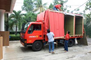Removal men packing truck