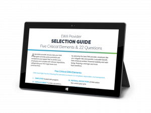 FlexWage EWA Provider Selection Guide Mockup on Microsoft Surface