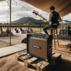 A bass amp being used at a wedding in France