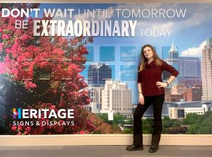 Heritage Signs & Displays' Danielle Manry at Raleigh Office