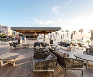 Lounge and reception area at La Jolla Cove Rooftop near San Diego