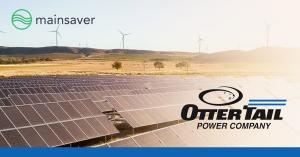 Mainsaver logo Otter Tail Power Logo and image of solar power plant