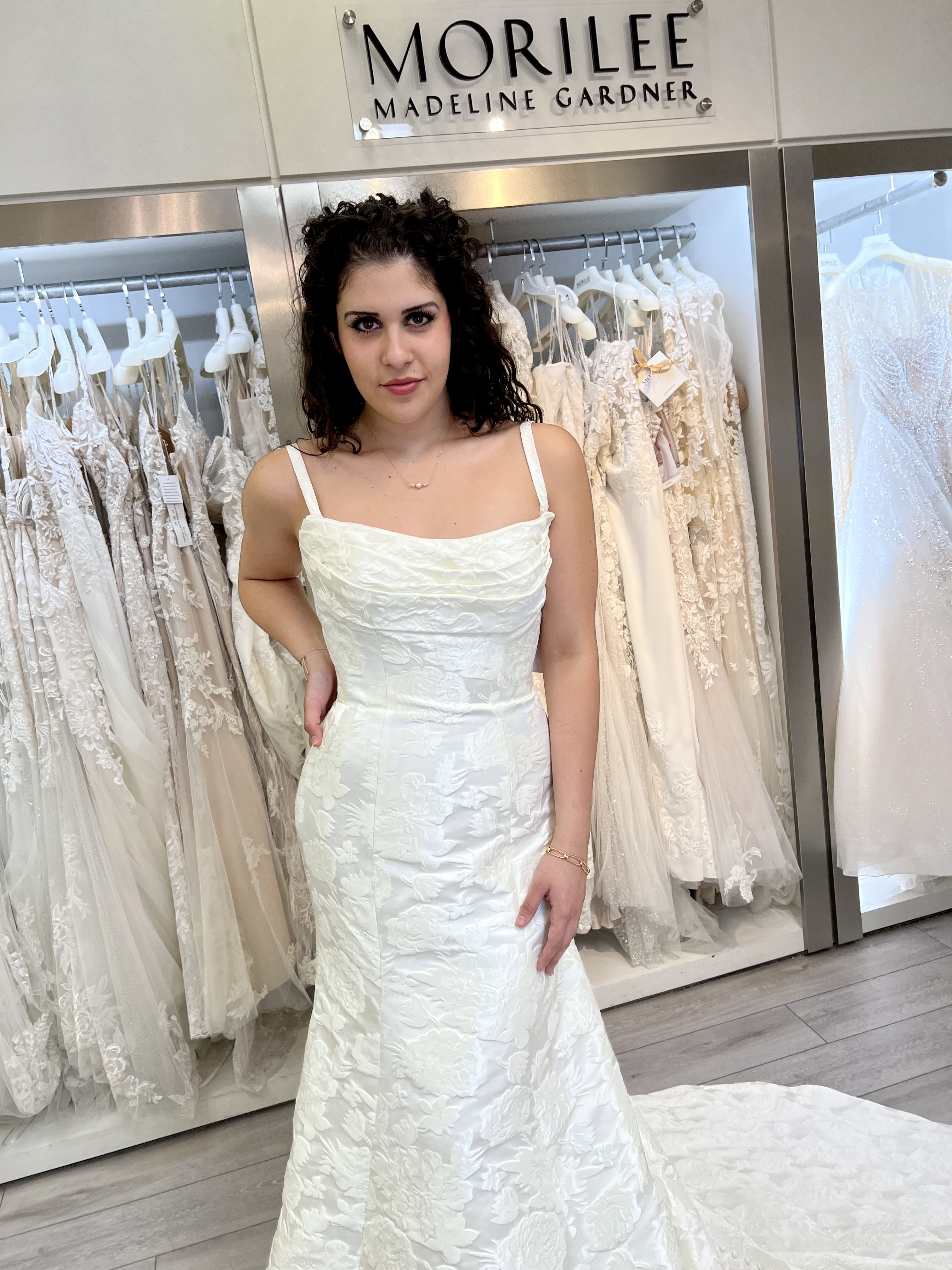 A photo of Liliana Blechman in a Morilee by Madeline Gardner wedding dress at Trudys Brides and Special Occasions in Campbell, California on November 8, 2023