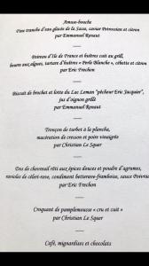 Menu from The St Barts Gastronomic Dinner