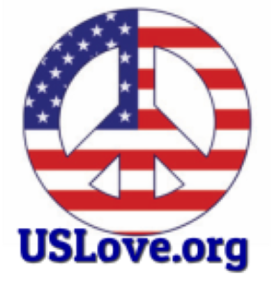 USLove.org logo peace sign with American flag colors