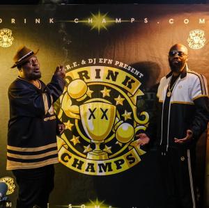 George Clinton and C BlaQue during promo at Drink Champs