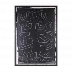 The sale includes two Keith Haring subway drawings, circa 1982-84.  One includes a picture of it in the subway before it was taken down by the consignor (each est. $10,000-$40,000).