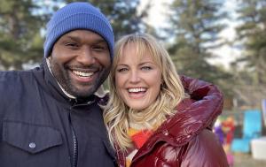 Photo of Will Blagrove and Malin Akerman on set of THE CHRISTMAS CLASSIC