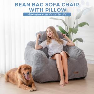 Giant bean bag sofa with pillow