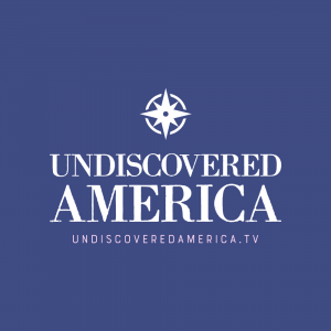 Undiscovered America TV logo featuring stylized compass and text, symbolizing exploration and discovery across the United States.