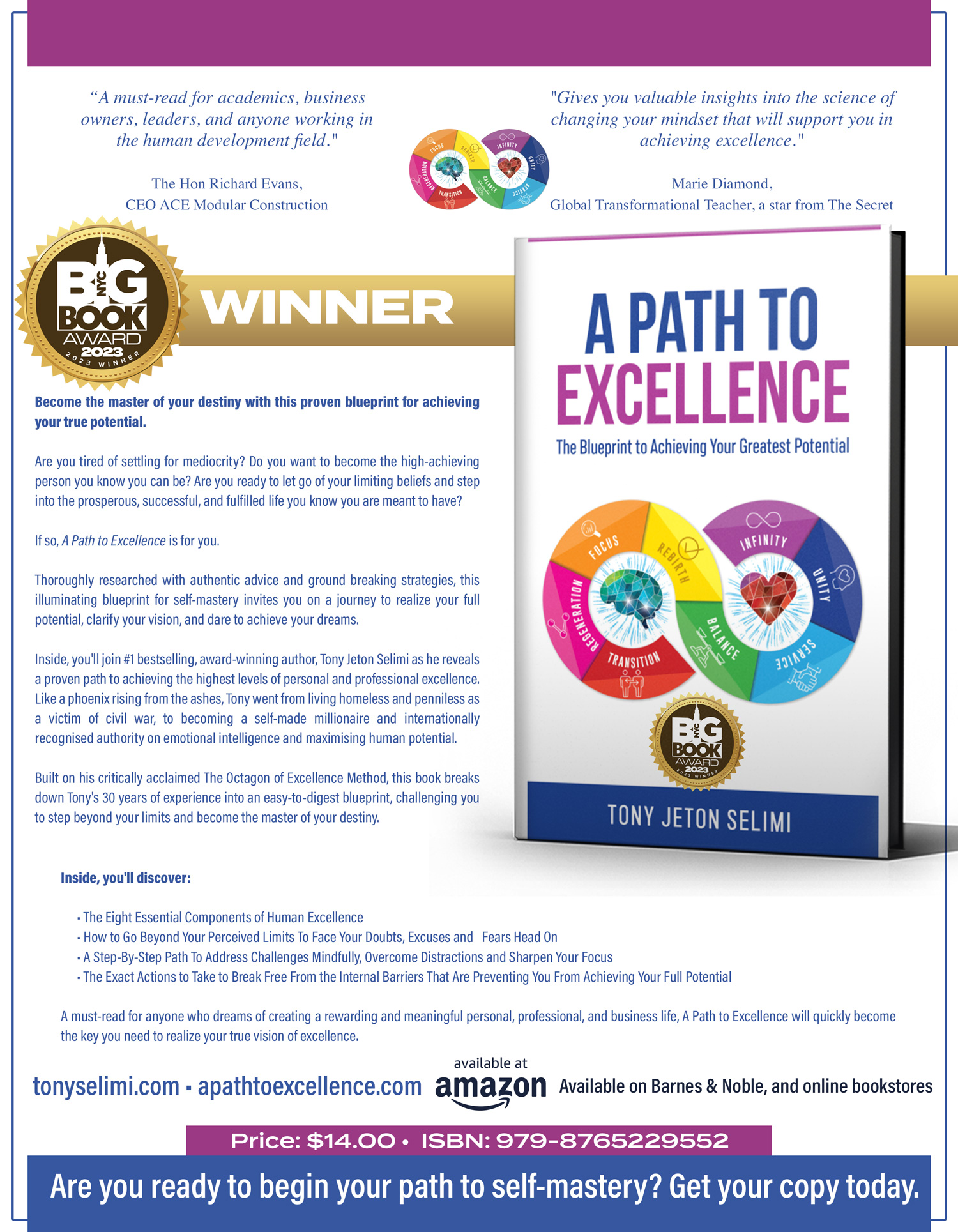 A Path to Excellence Book by Tony Jeton Selimi NYC Big Book Award Winner