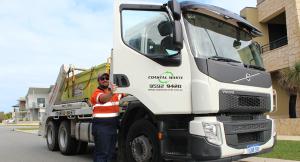 Coastal Waste Management's new skip bin truck, a step forward in sustainable recycling efforts.