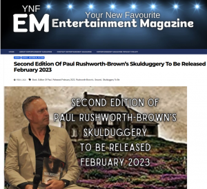 Author Paul Rushworth-Brown on the front page of Entertainment Magazine