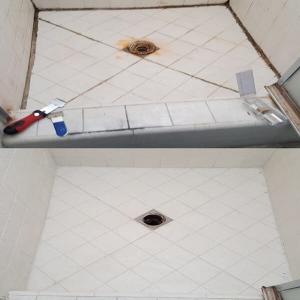 remove and replace damaged and cracked grout from the shower