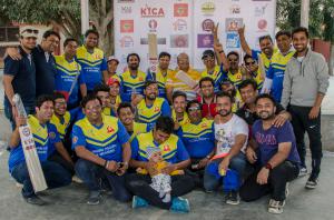 Team Sahara Packers celebrating after their first match win against Tigers in the Agrawal Cricket League