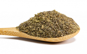 A heaping spoonful of hemp seed meal, a nutritious byproduct of hemp seed oil production. Now approved federal as a feed ingredient, HSM offers a healthy fat source and a complete protein profile.