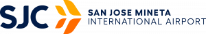 (SJC) San Jose Mineta International Airport Logo in navy blue with yellow and orange accents