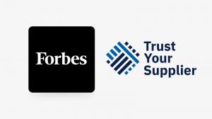 This is an image of the Forbes Logo and the Trust Your Supplier Logo next to each other because Trust Your Supplier has been Featured in Forbes by Author Kate Vitasek