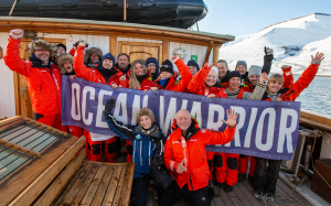 Ocean Warrior Crew celebrating the end of their high arctic tall ship sailing exploration