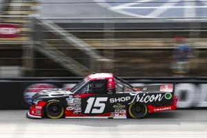 Infamous Whiskey sponsors the #15 NASCAR Truck driven by Tanner Gray for Tricon Garage shown here taking a lap at Bristol Motor Speedway