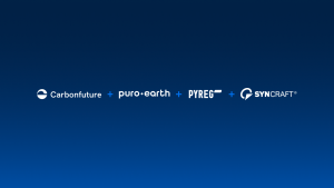 Logos of Carbonfuture, Puro.earth, PYREG and Syncraft