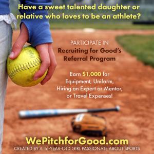 We Pitch for Good is a sweet inspired girls sports cause by exceptionally talented 16 year old athlete 'We Pitch for Good' www.WePitchforGood.com