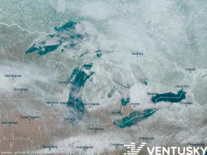 Satellite image of Great Lakes area from February 19, 2024