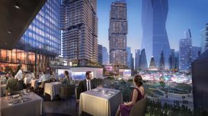 Uptown Dubai development terrace, image by BSBG