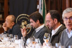 Tiago Correia tries a Vinho de Carcavelos at the tasting of Corrieira Wine Club at ISA, Lisbon