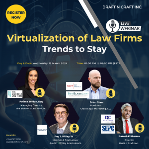 Virtualization of Law Firms: Trends to Stay will explore the growing trend of virtual law firms, their impact on the legal industry, and the key insights needed to thrive in this evolving landscape. The webinar will feature an esteemed panel of legal expe