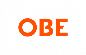 Company logo for On Board Experiential, also known as OBE, featuring big bold orange letters spelling out OBE on a white background.