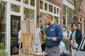 Daily scheduled demonstration to interact with artists. – NC Plein Air Art Festival in New Bern Photography by Robbin Haigler
