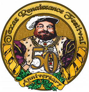Logo image of a Renaissance king with 50th Annversary on it. The Texas Renaissance Festival is celebrating 50 years of the nation’s largest and most acclaimed Renaissance themed event. Visit texrenfest.com for info and tickets.