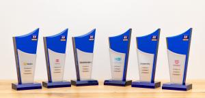 Trophies for the six vendors who have been tested by AV-Comparatives for 20 years.